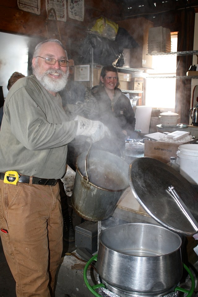 Freshly made syrup goes into the filter press.