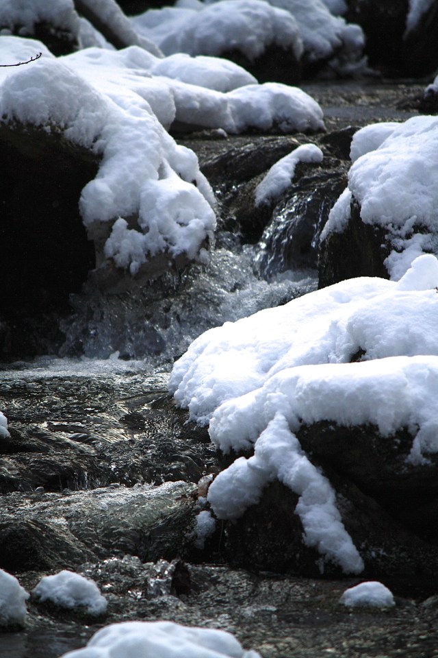 water fall in snow